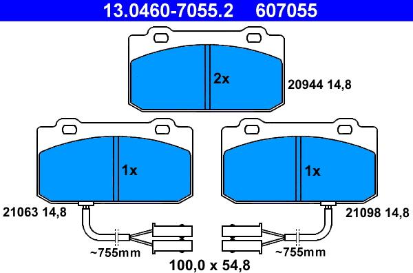 ATE 13.0460-7055.2 - Тормозные колодки, дисковые, комплект autosila-amz.com