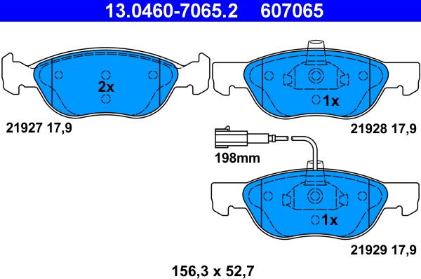 ATE 13.0460-7065.2 - Тормозные колодки, дисковые, комплект autosila-amz.com