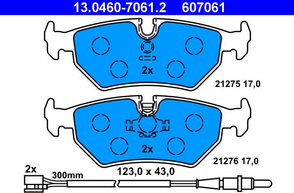 ATE 13.0460-7061.2 - Тормозные колодки, дисковые, комплект autosila-amz.com