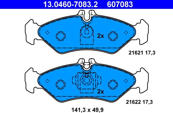 ATE 13.0460-7083.2 - Тормозные колодки, дисковые, комплект autosila-amz.com