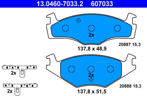 ATE 13.0460-7033.2 - Тормозные колодки, дисковые, комплект autosila-amz.com