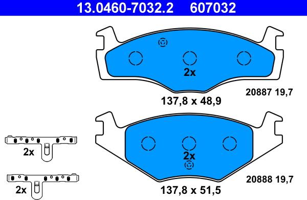 ATE 13.0460-7032.2 - Тормозные колодки, дисковые, комплект autosila-amz.com