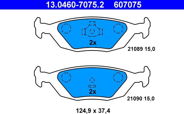 ATE 13.0460-7075.2 - Тормозные колодки, дисковые, комплект autosila-amz.com