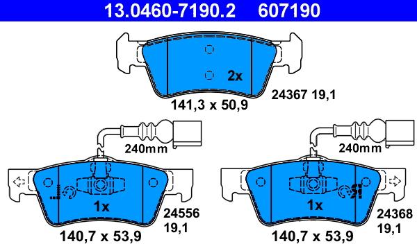 ATE 13.0460-7190.2 - Тормозные колодки, дисковые, комплект autosila-amz.com