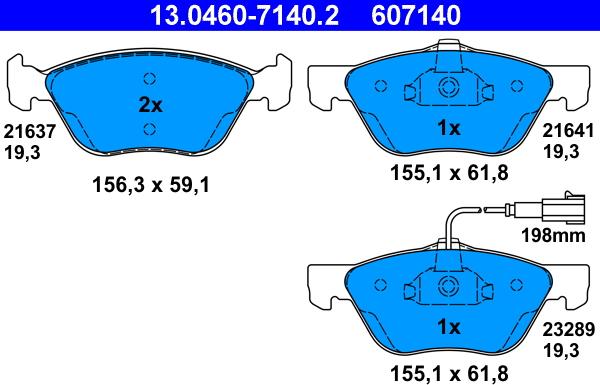 ATE 13.0460-7140.2 - Тормозные колодки, дисковые, комплект autosila-amz.com