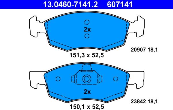 ATE 13.0460-7141.2 - Тормозные колодки, дисковые, комплект autosila-amz.com