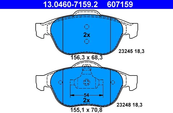 ATE 13.0460-7159.2 - Тормозные колодки, дисковые, комплект autosila-amz.com