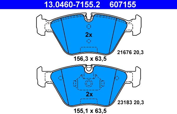 ATE 13.0460-7155.2 - Тормозные колодки, дисковые, комплект autosila-amz.com