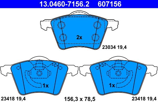 ATE 13.0460-7156.2 - Тормозные колодки, дисковые, комплект autosila-amz.com