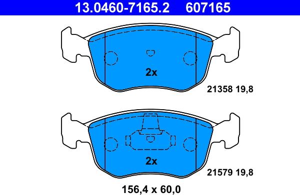 ATE 13.0460-7165.2 - Тормозные колодки, дисковые, комплект autosila-amz.com