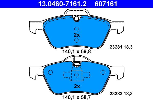 ATE 13.0460-7161.2 - Тормозные колодки, дисковые, комплект autosila-amz.com