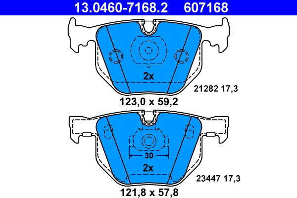 ATE 13.0460-7168.2 - Тормозные колодки, дисковые, комплект autosila-amz.com