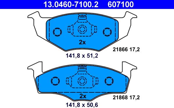 ATE 13.0460-7100.2 - Тормозные колодки, дисковые, комплект autosila-amz.com