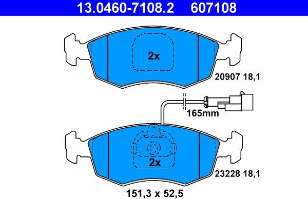 ATE 13.0460-7108.2 - Тормозные колодки, дисковые, комплект autosila-amz.com