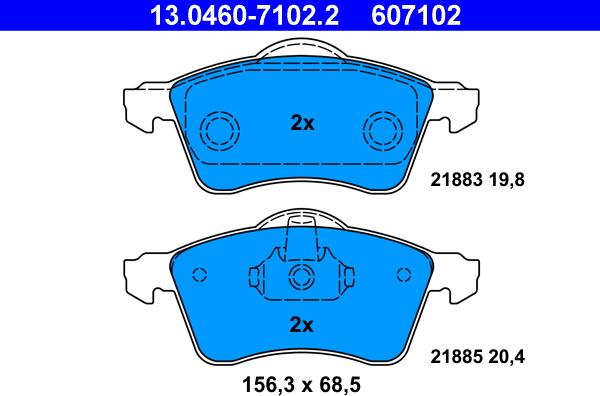 ATE 13.0460-7102.2 - Тормозные колодки, дисковые, комплект autosila-amz.com