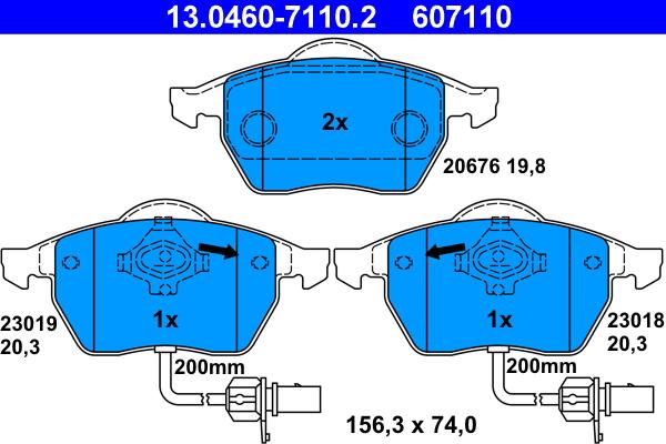 ATE 13.0460-7110.2 - Тормозные колодки, дисковые, комплект autosila-amz.com