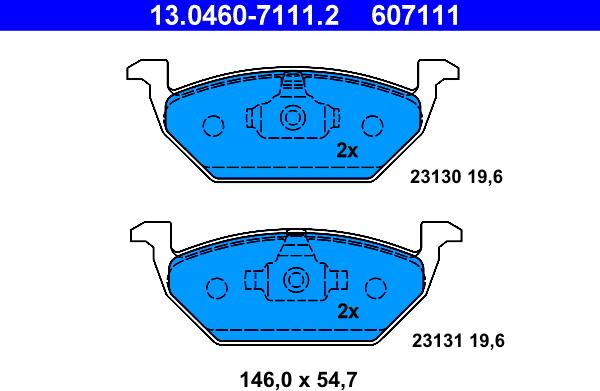 ATE 13.0460-7111.2 - Тормозные колодки, дисковые, комплект autosila-amz.com