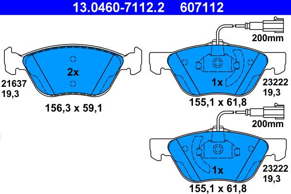 ATE 13.0460-7112.2 - Тормозные колодки, дисковые, комплект autosila-amz.com