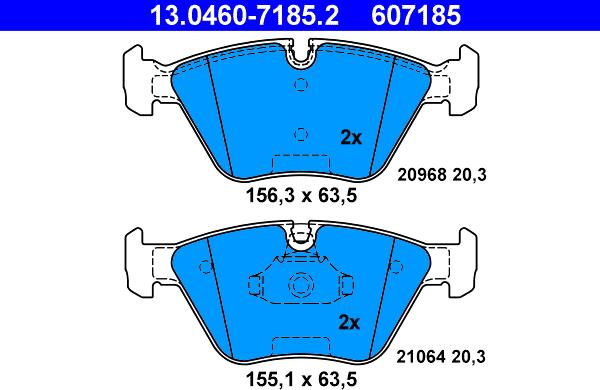 ATE 13.0460-7185.2 - Тормозные колодки, дисковые, комплект autosila-amz.com