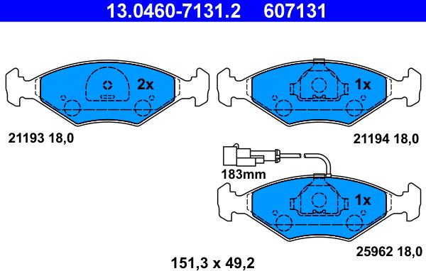 ATE 13.0460-7131.2 - Тормозные колодки, дисковые, комплект autosila-amz.com