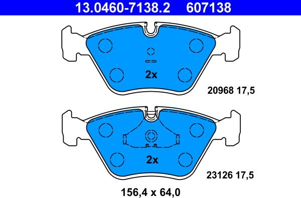 ATE 13.0460-7138.2 - Тормозные колодки, дисковые, комплект autosila-amz.com