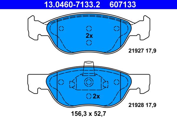 ATE 13.0460-7133.2 - Тормозные колодки, дисковые, комплект autosila-amz.com