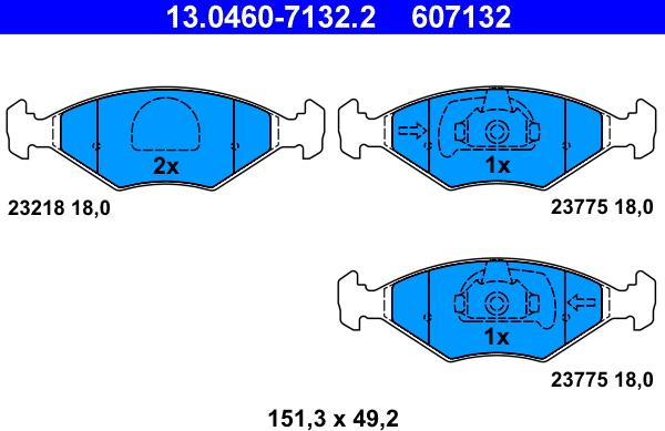 ATE 13.0460-7132.2 - Тормозные колодки, дисковые, комплект autosila-amz.com