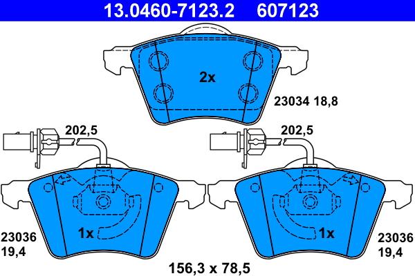 ATE 13.0460-7123.2 - Тормозные колодки, дисковые, комплект autosila-amz.com