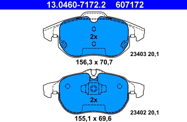 ATE 13.0460-7172.2 - Тормозные колодки, дисковые, комплект autosila-amz.com