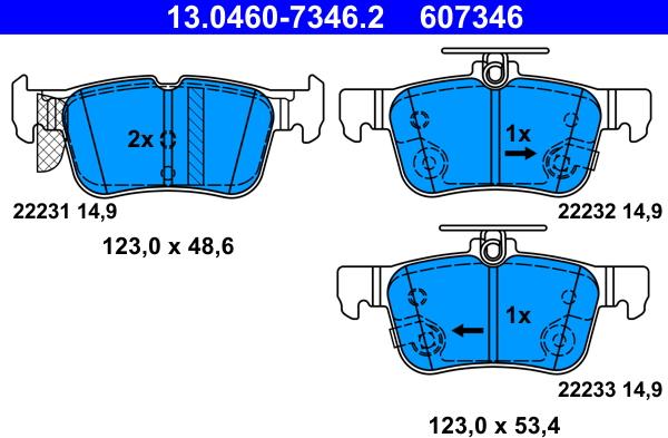 ATE 13.0460-7346.2 - Тормозные колодки, дисковые, комплект autosila-amz.com