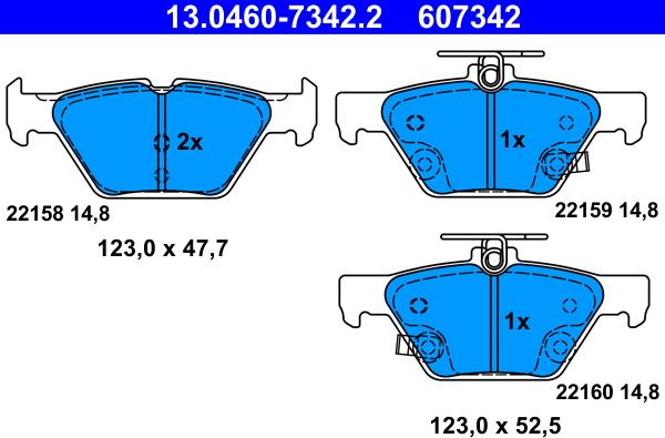 ATE 13.0460-7342.2 - Тормозные колодки, дисковые, комплект autosila-amz.com