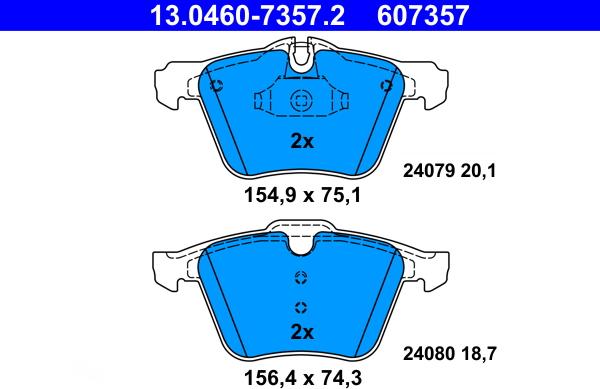 ATE 13.0460-7357.2 - Тормозные колодки, дисковые, комплект autosila-amz.com