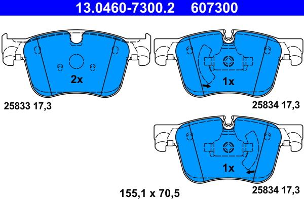 ATE 13.0460-7300.2 - Тормозные колодки, дисковые, комплект autosila-amz.com