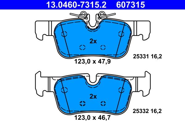 ATE 13.0460-7315.2 - Тормозные колодки, дисковые, комплект autosila-amz.com