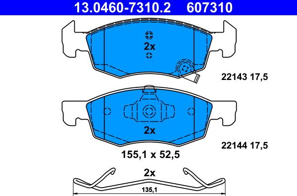 ATE 13.0460-7310.2 - Тормозные колодки, дисковые, комплект autosila-amz.com