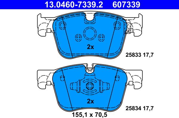 ATE 13.0460-7339.2 - Тормозные колодки, дисковые, комплект autosila-amz.com