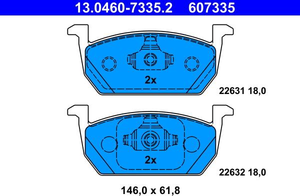 ATE 13.0460-7335.2 - Тормозные колодки, дисковые, комплект autosila-amz.com