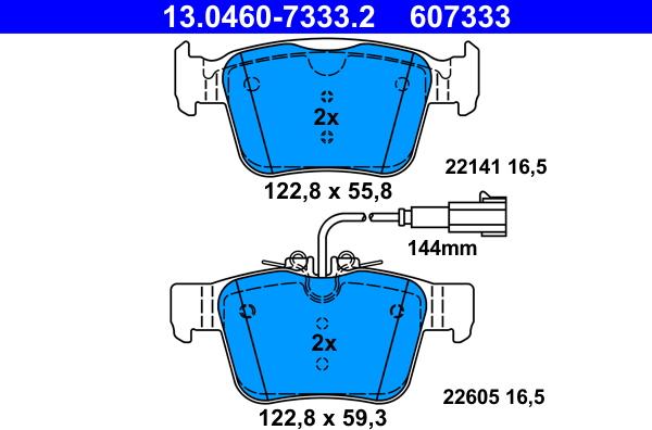 ATE 13.0460-7333.2 - Тормозные колодки, дисковые, комплект autosila-amz.com