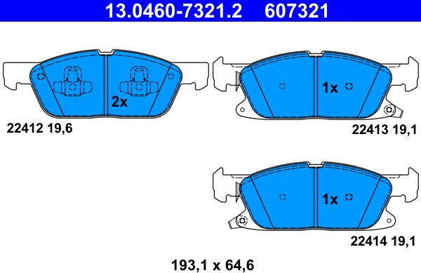 ATE 13.0460-7321.2 - Тормозные колодки, дисковые, комплект autosila-amz.com