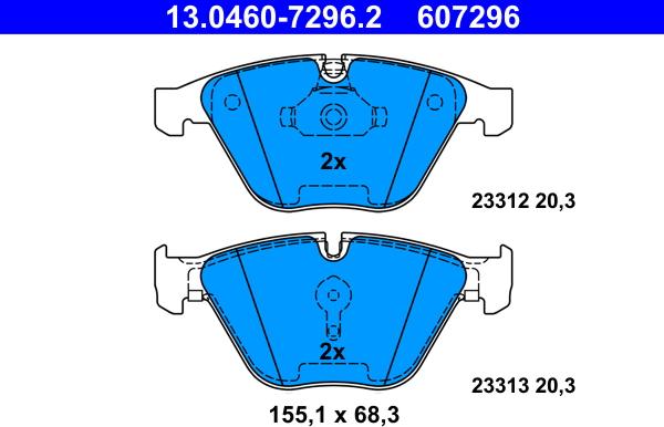 ATE 13.0460-7296.2 - Тормозные колодки, дисковые, комплект autosila-amz.com