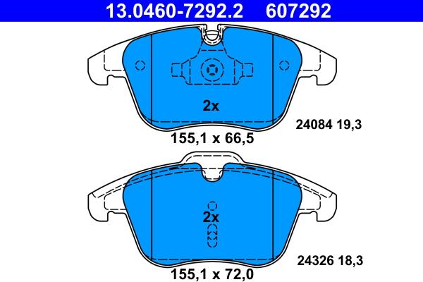 ATE 13.0460-7292.2 - Тормозные колодки, дисковые, комплект autosila-amz.com