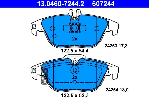 ATE 13.0460-7244.2 - Тормозные колодки, дисковые, комплект autosila-amz.com