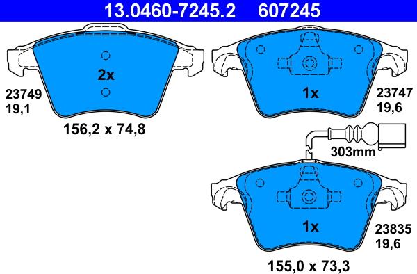 ATE 13.0460-7245.2 - Тормозные колодки, дисковые, комплект autosila-amz.com