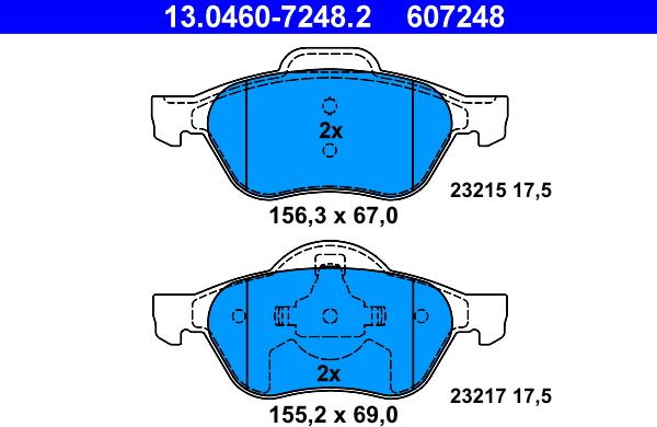 ATE 13.0460-7248.2 - Тормозные колодки, дисковые, комплект autosila-amz.com