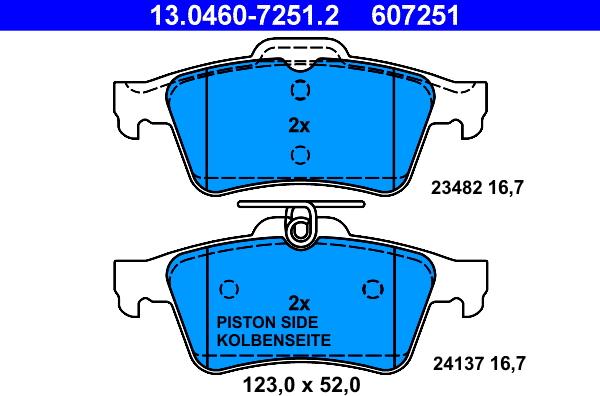 ATE 13.0460-7251.2 - Тормозные колодки, дисковые, комплект autosila-amz.com