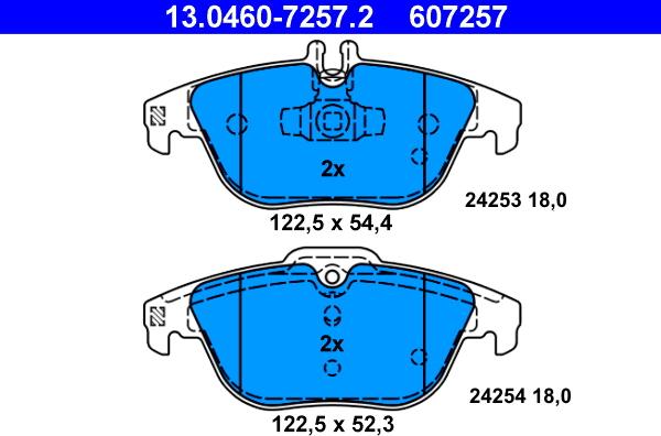 ATE 13.0460-7257.2 - Тормозные колодки, дисковые, комплект autosila-amz.com