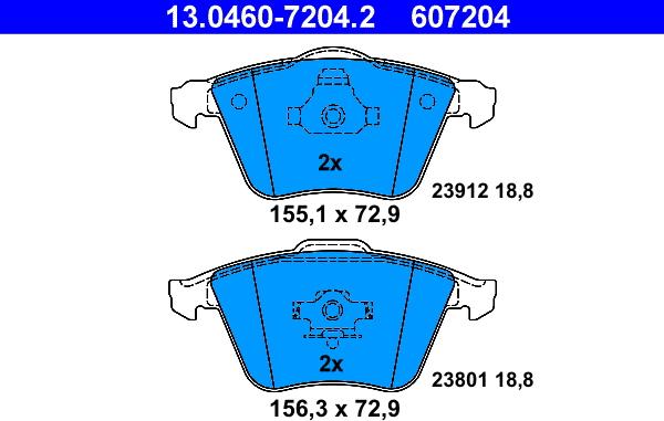 ATE 13.0460-7204.2 - Тормозные колодки, дисковые, комплект autosila-amz.com