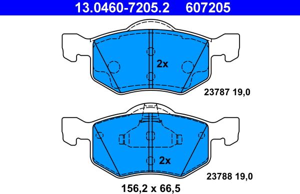 ATE 13.0460-7205.2 - Тормозные колодки, дисковые, комплект autosila-amz.com