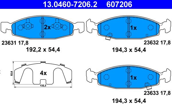 ATE 13.0460-7206.2 - Тормозные колодки, дисковые, комплект autosila-amz.com