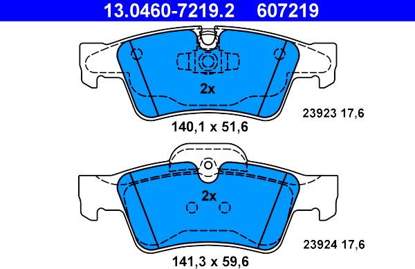 ATE 13.0460-7219.2 - Тормозные колодки, дисковые, комплект autosila-amz.com